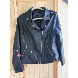 New Look Floral Embroidered Moto Jacket | Rockstar Girlfriend Edgy XL